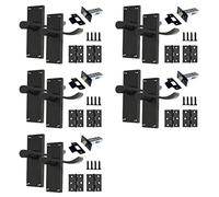 Haven Heritage Victorian Scroll Black Internal Door Handle Set - 5 Pairs | Matt Black Lever Handles for Latch, Lock & Bathroom Privacy | Traditional Style Door Hardware