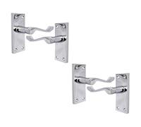 Haven Heritage® Victorian Scroll Door Handle Latch Sets - 2 Pairs Bright Chrome Plated | 118mm x 42mm Backplate | Internal Lever Handles with Spindle & Screws Included