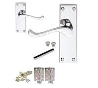 Haven Heritage® Victorian Scroll Door Handles - Polished Chrome Lever Handle Sets with Hinges & Latches (Pack of 6) | Traditional Internal Door Handles 118mm x 42mm | Classic Scroll Design