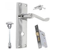 Haven Heritage Victorian Scroll Lever Bathroom Door Handle on Backplate - 150mm x 42mm, Polished Chrome - with 63mm Bathroom Sash Lock & Thumb Turn