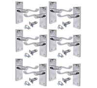 Haven Heritage Victorian Scroll Lever Door Handle on Backplate - Polished Chrome, 118mm x 42mm -Pack of 6 with 63 mm Tubular Latch