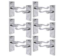 Haven Heritage Victorian Scroll Lever Door Handles on Plate - Classic Traditional Interior Handles - Lock & Bathroom Variants - Multiple Pack Sizes (6 Pairs)
