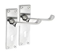 Haven Heritage Victorian Scroll Lever Set - Bright Chrome Interior Hardware in Multiple Styles for Home Renovation | 118mm & 150mm Backplate Options (1 Pair Lock Handles - No Sash Lock)