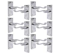 Haven Heritage Victorian Scroll Lever Set - Bright Chrome Interior Hardware in Multiple Styles for Home Renovation | 118mm & 150mm Backplate Options (6 Pairs Latch - No Latch)