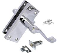 Haven Heritage Victorian Scroll Lever Set - Bright Chrome Interior Hardware in Multiple Styles for Home Renovation | 118mm & 150mm Backplate Options (1 Pair Latch + Tubular Latch)