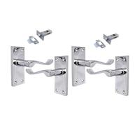 Haven Heritage Victorian Scroll Lever Set - Bright Chrome Interior Hardware in Multiple Styles for Home Renovation | 118mm & 150mm Backplate Options (2 Pairs Latch + Tubular Latches)
