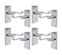 Haven Heritage Victorian Scroll Lever Set - Polished Chrome Finish - Backplate Design 118mm x 42mm - Interior Use - Multipack of 4 Sets