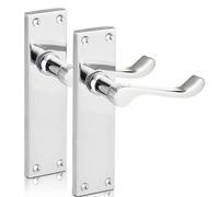 Haven Heritage Victorian Scroll Polished Chrome Lever Latch Door Handles 150mm Long Back Plate Premium Classic Design (1)