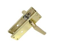 Haven Heritage® Victorian Straight Bathroom Lock Door Handle Set - Brass Plated Internal Lever Handle with Thumb Turn & Fixings | Classic Gold Polished Finish | 150mm x 42mm Backplate