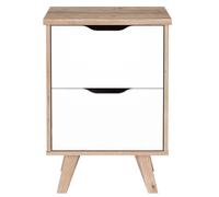 Haven Matt White Oak 2 Drawer Bedside Table Cut Out Handles in Light Oak Haven Light Oak