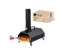 Haven Wood Fired Pizza BBQ Oven - Stainless Steel, Rustproof, Outdoor with 11" Pizza Stone, Paddle & Rain Cover - Black