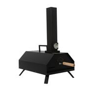 Haven Wood Fired Pizza BBQ Oven - Stainless Steel, Rustproof, Outdoor with 11" Pizza Stone, Paddle & Rain Cover - Black