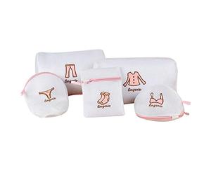 Haven Polyester Zippered Mesh Laundry Clothes Washing Bag, Pack Of 5 (White)