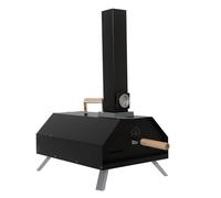 Haven Wood Fired Pizza BBQ Oven - Stainless Steel, Rustproof, Outdoor with 11" Pizza Stone, Paddle & Rain Cover - Black