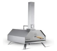 Haven Wood Fired Pizza Oven with Built-in Thermometer Multi-Purpose BBQ Oven Portable Stainless Steel Rustproof Outdoor Pizza Oven with 11" Pizza Stone, Pizza Paddle and Rain Cover, Silver