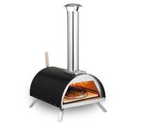 HAVEN Wood Fired Pizza Oven with Raincover & Pizza Paddle, Black/Silver - Premium Outdoor Garden Cooking Equipment for Authentic Everyday Entertaining