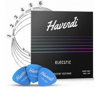 Havendi® Electric Guitar Strings 09-42 brilliant sound Super Light Gauge Nickel Wound (6 string set) incl. 3 picks