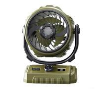 HavenDomicile 100 Speed Camping Fan Digital Display Oscillating Fans With LED Light USB Rechargeable Portable Desktop Fan 270 Degree Adjustable(Green No shake head)
