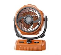 HavenDomicile 100 Speed Camping Fan Digital Display Oscillating Fans With LED Light USB Rechargeable Portable Desktop Fan 270 Degree Adjustable(Orange shak head)