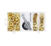HavenDomicile 103Pcs Brass Grommet Repair Installation Kit with Tools and Washers for Tarps Tents Awnings Canopies Flags Pool Covers