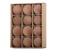 HavenDomicile 12pcs Velvet Christmas Tree Ball Ornaments Set, Flocking Hanging Decorations, 6cm 8cm Wine Red Green Coffee(8cm coffee)