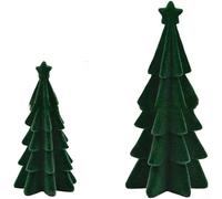 HavenDomicile 2Pcs Mini Christmas Tree Ornament Set, Resin With Green Flocking Holiday Decoration For Home Desktop Indoor Festive Display(Star Set)