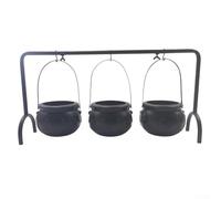 HavenDomicile 3-Piece Witch Cauldron Candy Bowl Set With Metal Display Stand Party Decoration
