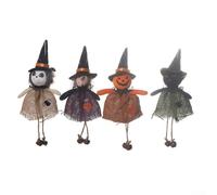 HavenDomicile 4 Pack Halloween Home Decorations Set, Hanging Ornaments With Pumpkin Ghosts Witch Black Cat, For Indoor Outdoor(Dude Hanger)
