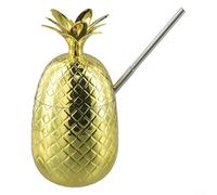HavenDomicile 400-500ML Pineapple Shaped Copper Moscow Mug Cocktail Cup With Straw For Summer Party Drinks(Gold)