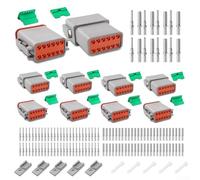 HavenDomicile 5 Pack Professional Grade DT Wire Terminal Connector Kit, IP68 Rated With Male Female Contacts, For Industrial Equipment 16-20 AWG, Gray(6pin)