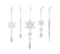 HavenDomicile 5Pcs Acrylic Snowflake Christmas Tree Ornaments, Clear Hanging Decorations For Holiday Wedding And Winter Party Décor(Transparent)