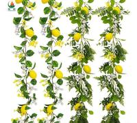 HavenDomicile 6.5ft Artificial Lemon Garland With Silk Leaves And Flowers, Foam Lemons And Flexible Vine For Wedding Party Kitchen Patio