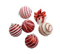 HavenDomicile 6 Pcs Christmas Tree Decoration Ball, Red White Holiday Decoration Foam Hanging Balls For Indoor Party