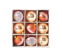 HavenDomicile 9 Piece Red White Gold Christmas Tree Ball Ornaments Plastic Decorative Hanging Baubles Set Of 9(8CM)