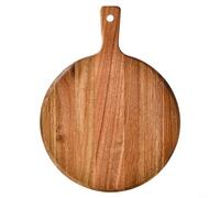 HavenDomicile Acacia Wood Round Pizza Board With Handle 30.5 Cm Diameter Rustic Serving Tray And Chopping Board For Pizza Cheese