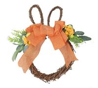 HavenDomicile Artificial Spring Wreath With Bowknot For Home Garden Door Wall Decoration Indoor Outdoor Hanging Ornament(Orange)