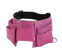 HavenDomicile Children Leather Tool Belt Garden Storage Pouch with Multiple Pockets Adjustable Workshop Utility Belt for Kids Play Activities Light Yellow(Pink)