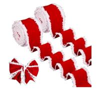 HavenDomicile Christmas Red Velvet Ribbon With Soft Faux Plush Edge, 6.3 Cm Wide Cloth For DIY Wrapping Tree Ornaments Bows Wreaths (5 Meters)