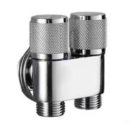 HavenDomicile Dual Outlet Brass Angle Valve With Triple Connection Splitter, Independent Control Switches For Toilet Washing Machine Hose(A-Silver)