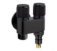 HavenDomicile Dual Outlet Brass Angle Valve With Triple Connection Splitter, Independent Control Switches For Toilet Washing Machine Hose(B-Black)