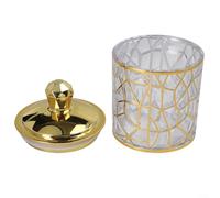 HavenDomicile Gold-Rimmed Round Sealed Jar With Lid,PET Plastic Airtight Storage Box With Gold Stripes For Snacks Grains And Household Items(2)