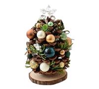 HavenDomicile Handcrafted Wooden Mini Christmas Tree Tabletop Decoration, Desktop Ornament For Holiday Home Decor(C)