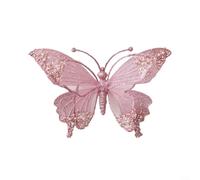 HavenDomicile Holiday Tree Ornament Hanging Decoration Metal Glitter Pendant Home Party Indoor Decor Gold 25x15cm(Rosy)