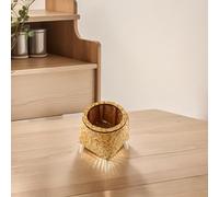 HavenDomicile Indoor Rattan Flower Stand With Triangular Bracket, Wooden Base Plant Pot Holder For Desktop Tabletop And Office Garden Display(B Brown)