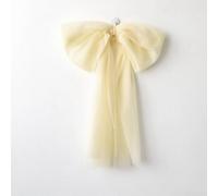 HavenDomicile Large Mesh Bowknot, Handcrafted Holiday Decoration Indoor Home Decor Ornament, 75x35cm(Beige)