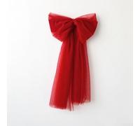 HavenDomicile Large Mesh Bowknot, Handcrafted Holiday Decoration Indoor Home Decor Ornament, 75x35cm(Deep Red)