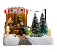 HavenDomicile LED Light Up Christmas Village House Ornament, European Castle Snow Cottage Tabletop Festive Decoration For Holiday Display(Style A)