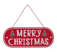 HavenDomicile Mini Iron Merry Christmas Welcome Sign Holiday Ornament, Red And White UV Printed Metal Decoration For Tree Door(A)