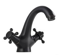 HavenDomicile Mixer Tap Hot Cold Water Mixing Tap Vintage 2 Handle Basin Sink Faucet for Kitchen Bathroom Sink(Black)