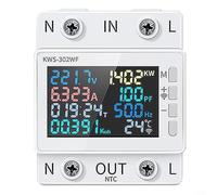 HavenDomicile Power Meter,8-in-1 AC Energy Meter 170-270V 63A DIN Rail Mount With Voltage Current Power Frequency Temperature Monitoring (KWS-302WF)